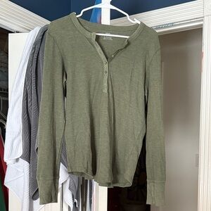 Aerie Olive Green Long Sleeve Top